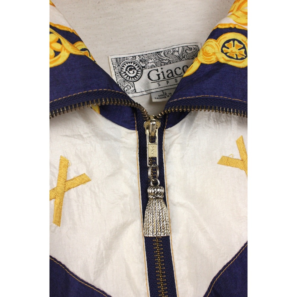 Vintage Giacca Sport Baroque Windbreaker Jacket Roman Numeral Nylon L 90s - Picture 9 of 12